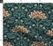 Peach Floral Blue Botanical Cream Flowers Art Deco Traditional Damask Custom Printed Fabric by Spoonflower Various Fabrics by the Yard or Fat Quarter